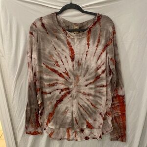 XCVI ITie-Dye Nubby Texture High-Low V-Neck Tunic Top small NWT